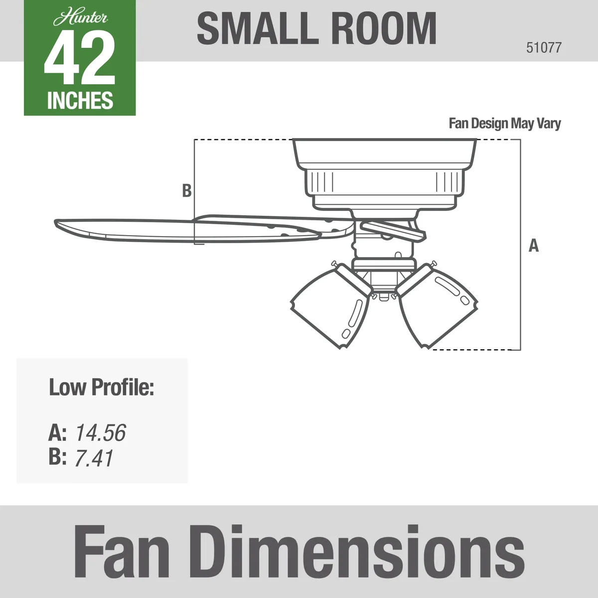 Everdaily Essentials 42 inch Indoor Ceiling Fan with LED Lights - White Ceiling Fan with Pull Chain, For Bedroom or Living Room, Low Profile Mount, Remote, 5 Blades,  Ref. 0604