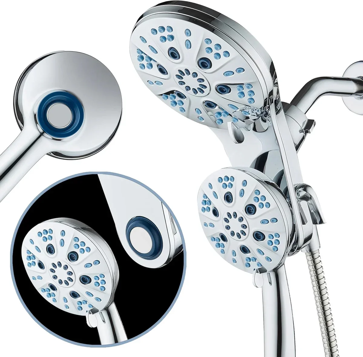 AquaCare Magneton by AquaCare - High-pressure 48-setting 3-way Luxury 2-in-1 Dual Showerhead Combo with 6" Rain Showerhead, Antimicrobial Nozzles and Spac 7675