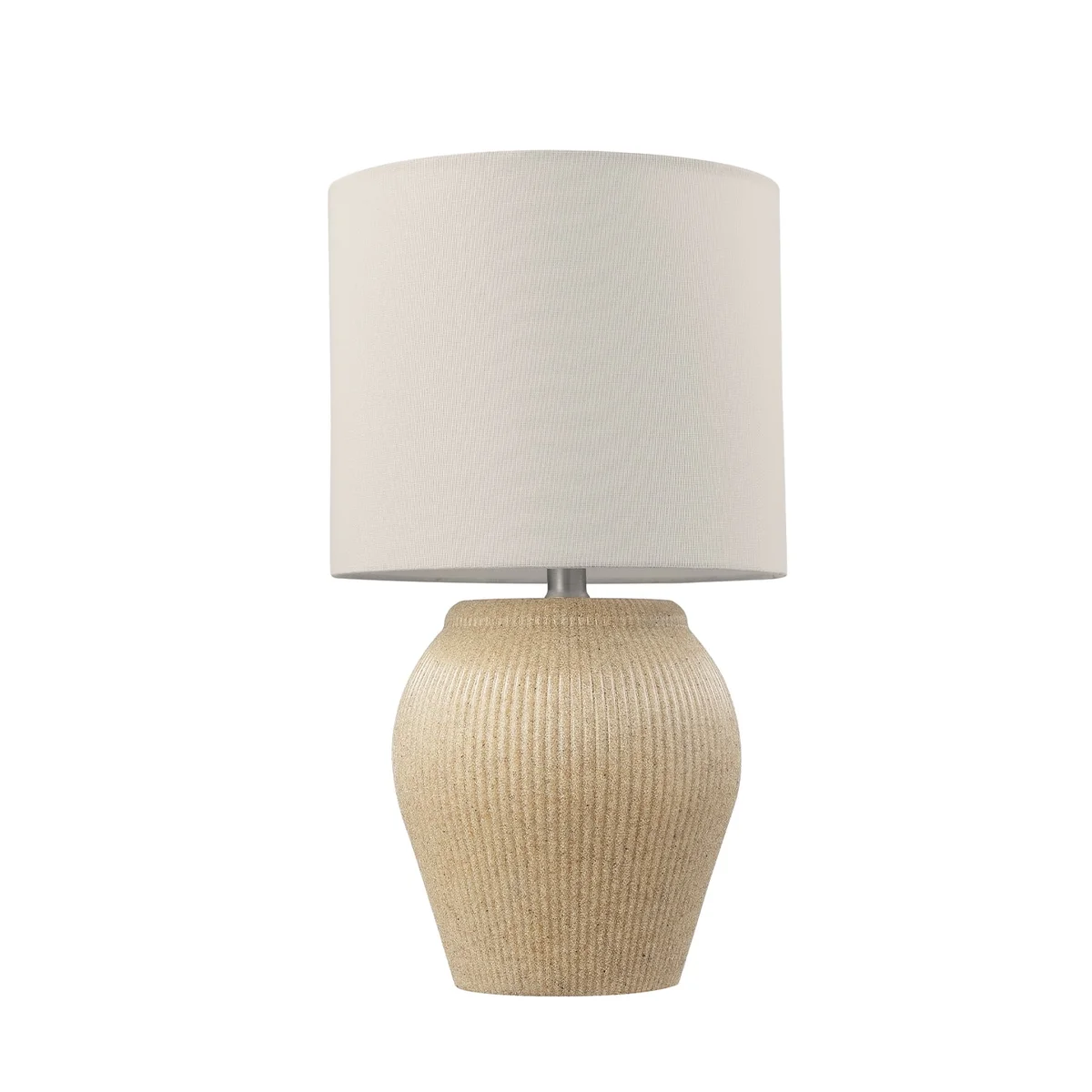 Everdaily Essentials 18" Soft Beige Ceramic Table Lamp with White Linen Shade 8231