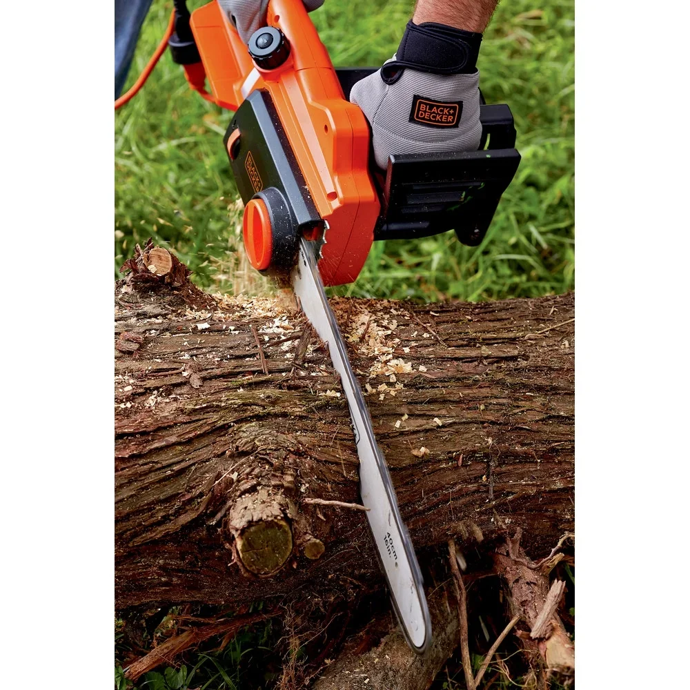 BLACK+DECKER 16” 12 Amp Corded Electric Chainsaw, Tool-Free Chain Tensioning, Auto-Oiling 4070