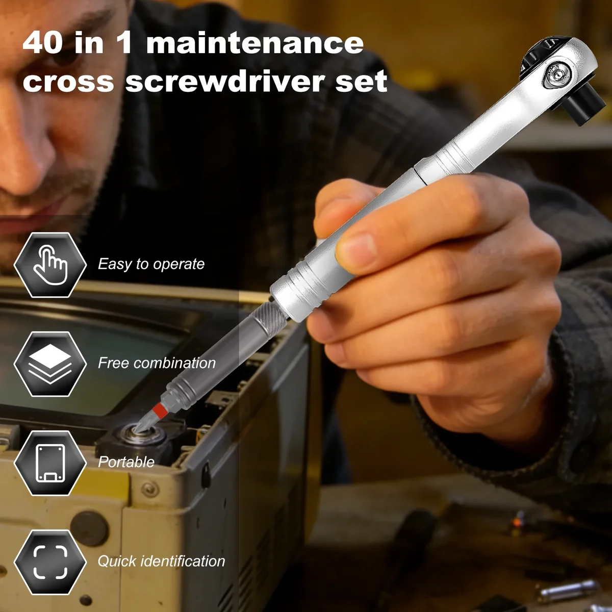 Everdaily Essentials Ratchet Screwdriver Set with Magnetic Bits, 40-in-1 Portable Ratcheting Wrench and Socket Tool Kit with Heavy-Duty Case for Bicycle, Electronics  Ref. 4658