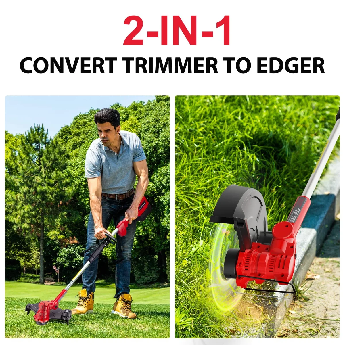 PowerSmart 40V 4.0Ah Lithium-Ion Cordless String Trimmer/Edger and Blower Combo Kit(2 Tools),7lb 1636