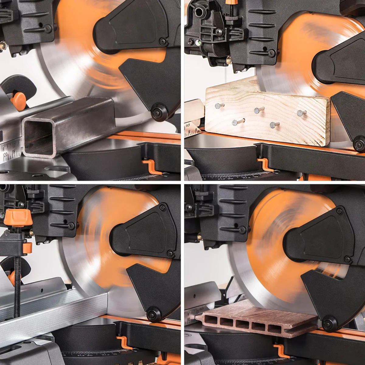 Evolution R255SMS-DB+: Dual Bevel Sliding Miter Saw With 10 in. Multi-Material Cutting Blade 9926