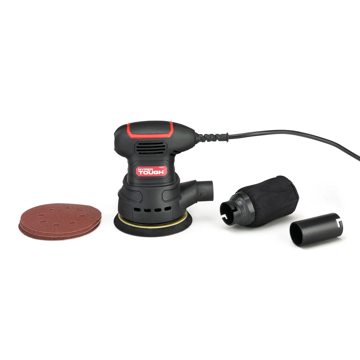Hyper Tough 2.5 Amp Corded 5 inch Orbital Sander with Dust Bag, Vacuum Hose Adapter & 3 Sanding Sheets, New Condition 5765