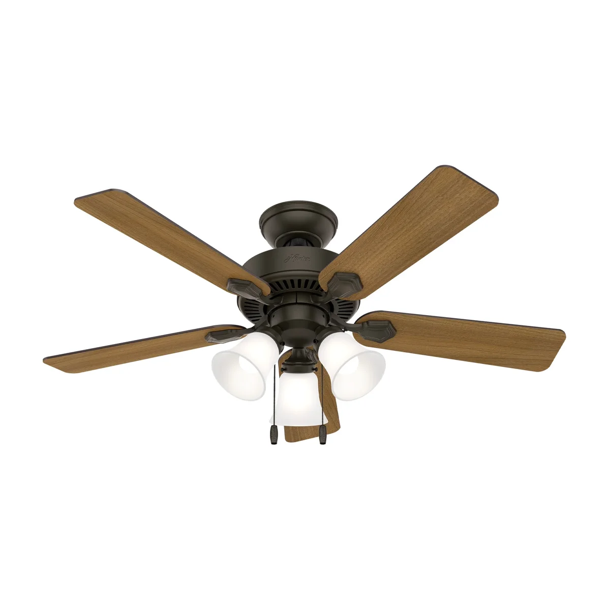 Hunter - Swanson Indoor Ceiling Fan With Light, 44-inch, New Bronze, Traditional-style, 3-speed WhisperWind Motor, 50881, for living rooms, bedro 1506