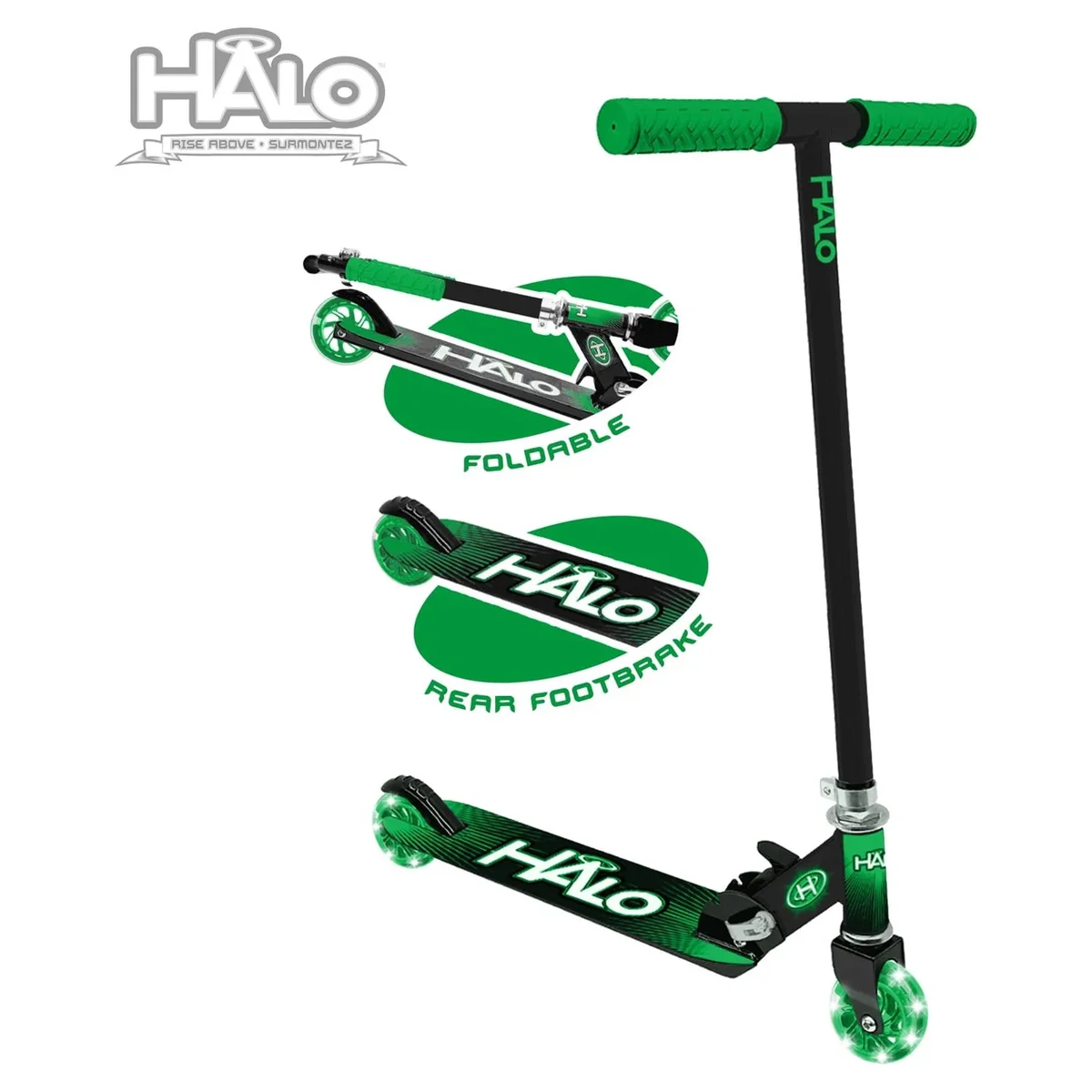 Everdaily Essentials Supreme Inline Scooter - Green & Black - Designed for All Riders (Unisex) 7186