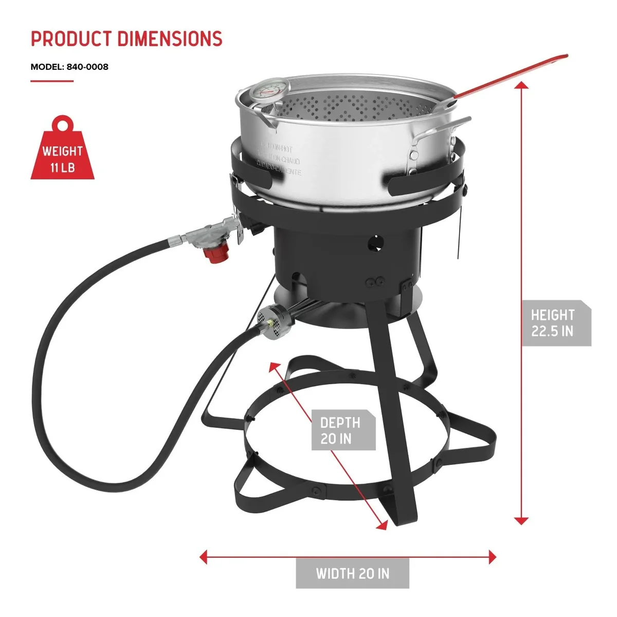 Everdaily Essentials Propane Deep Fryer with 10Qt Aluminum Crawfish Boiler Pot & Strainer Basket for Turkey, Seafood, and More, 58,000 BTU Turkey Fryer Burne 1912