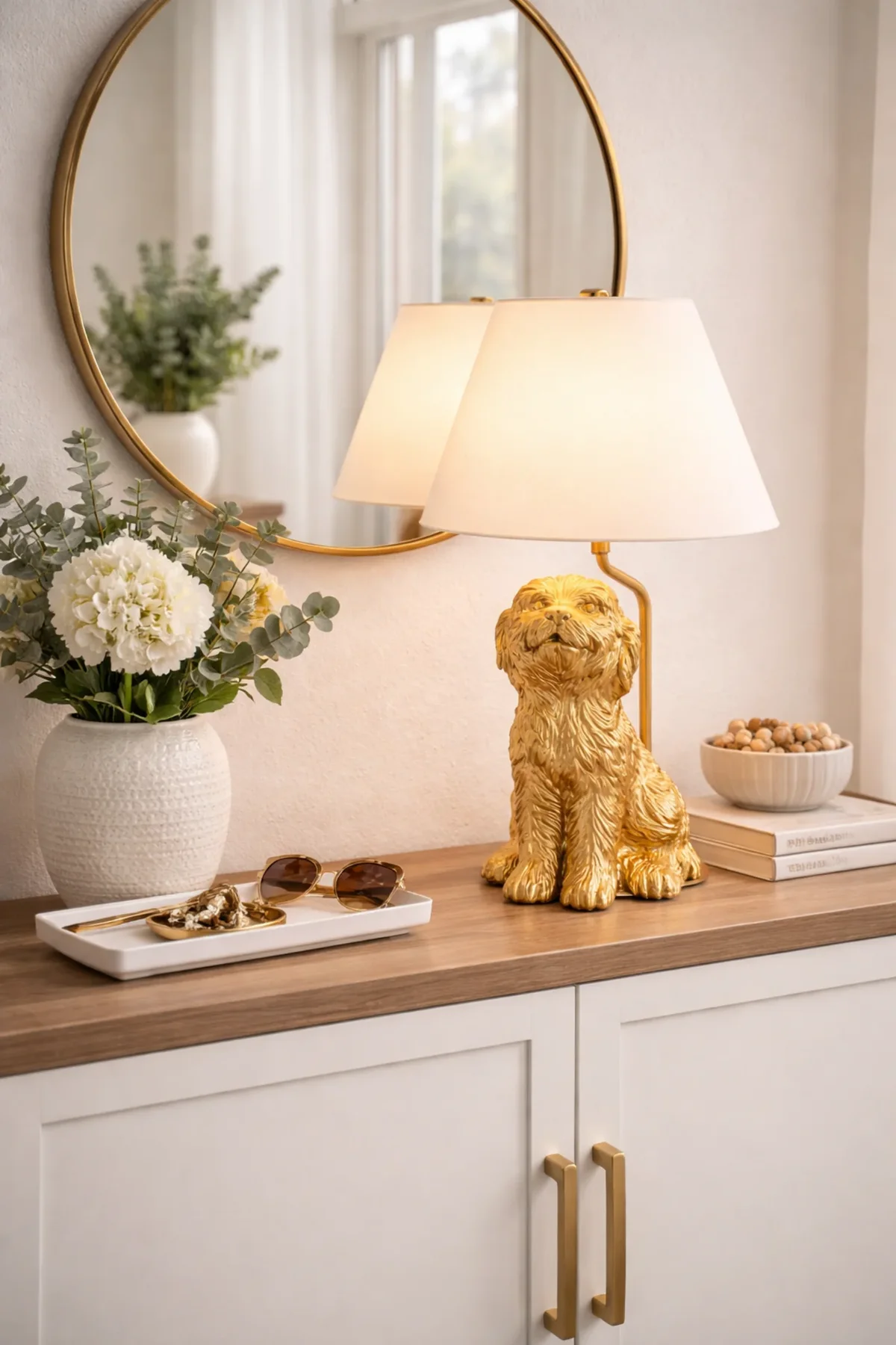 Home Decor Collection Catalina Lighting Golden Doodle Table Lamp with Painted Gold Finish and Tapered Linen Shade, 18"H 2034