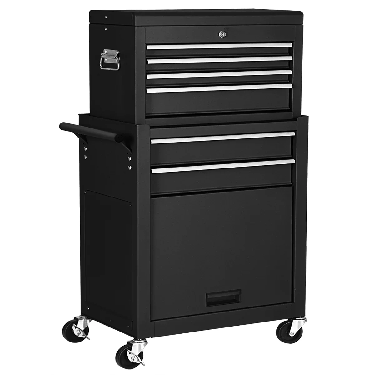 Costway 2 in 1 Rolling Cabinet Storage Chest Box Organizer w/ 6 Drawers Black 7622