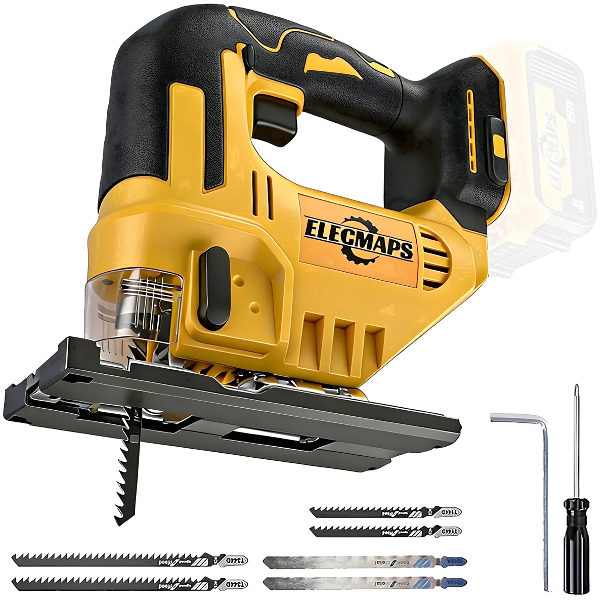 ELECMAPS 750W Cordless Jigsaw Power Saw 2700 SPM, Multi Tool Heads Included, For Wood Metal PVC Cutting, DIY Home Improvement & Professional Use, 7435