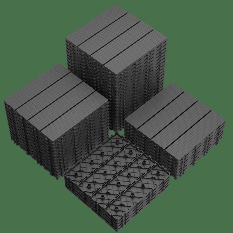Homall 44-Pack Interlocking Deck Tiles, Outdoor Waterproof DIY Installation Flooring Slip-Resistant Surface for Backyards, Balconies, and Porches 1081