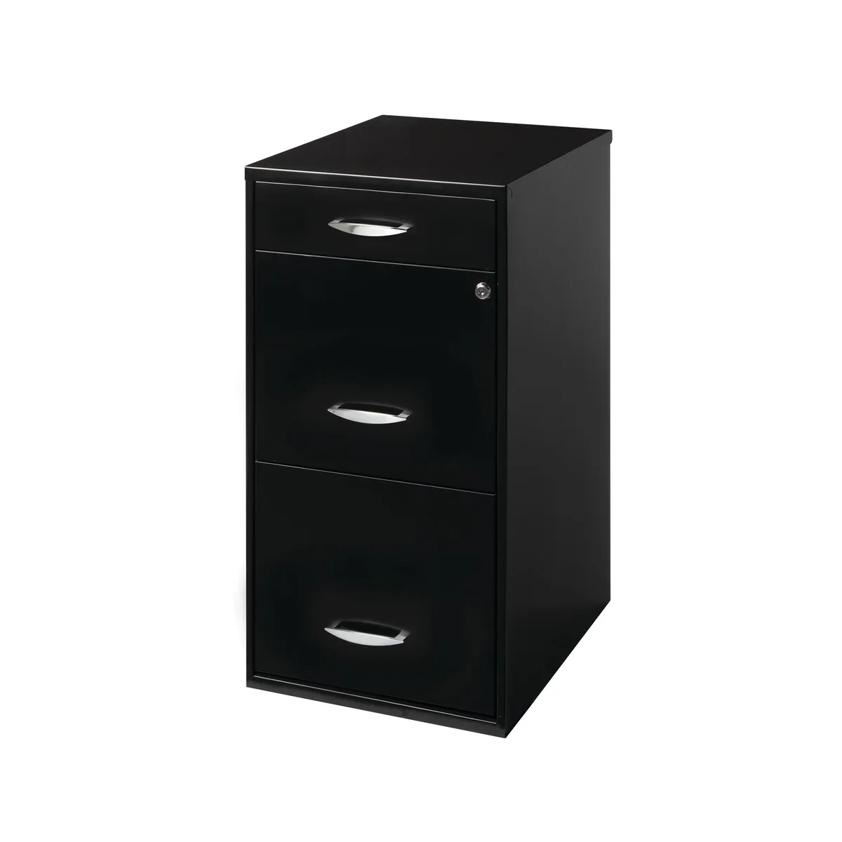 Space Solutions 3 Drawer Letter Width Vertical File Cabinet with Pencil Drawer, Black 9683