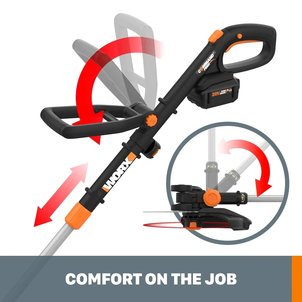 Worx WG170.3 20V PowerShare Cordless 12"  Grass and Weed String Trimmer and Edger with Battery and Charger 5928
