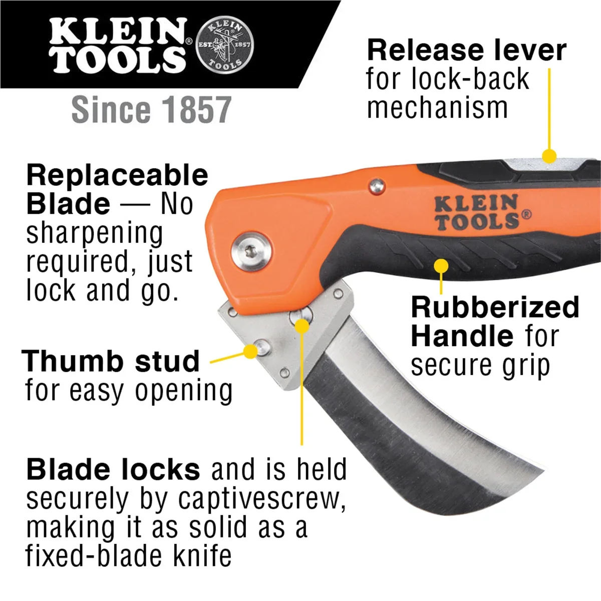 Klein Tools 44218 Cable Skinning Utility Knife w/Replaceable Blade 5850