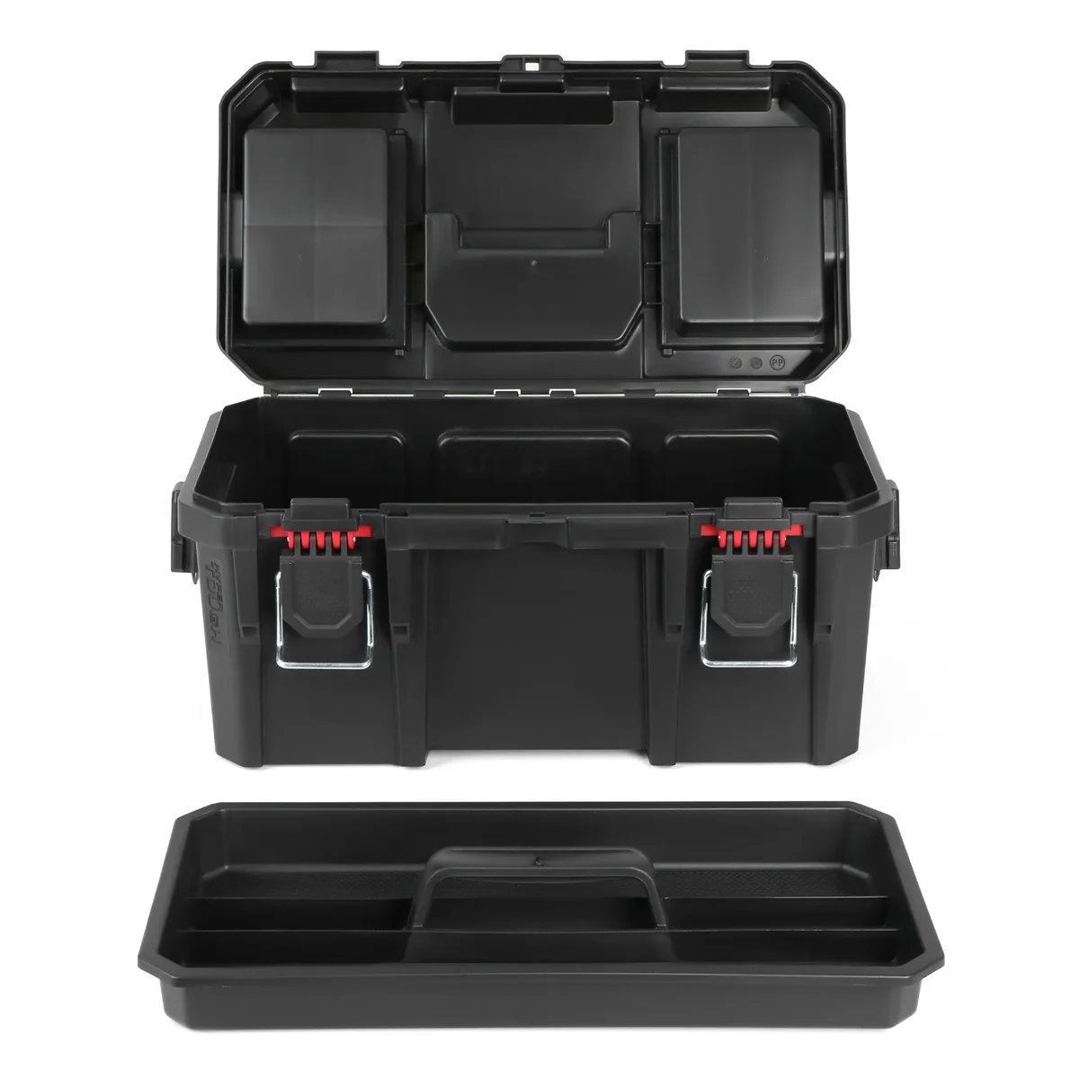Hyper Tough 16-Inch Toolbox – Heavy-Duty Resin Storage with Padlock Security & Small Parts Organizer 4347