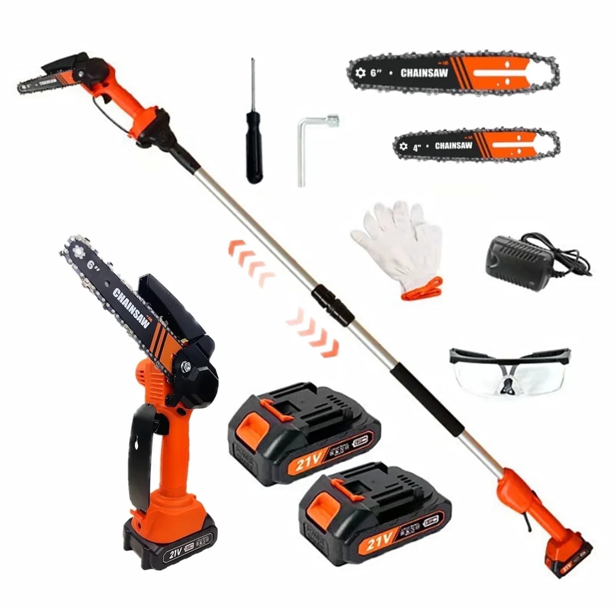 LEXKUYI Cordless Pole Saw, Mini Chainsaw, Electric Pole Saw for Tree Trimming, Tree Trimmer Limb Branch Cutter Pruner 1998