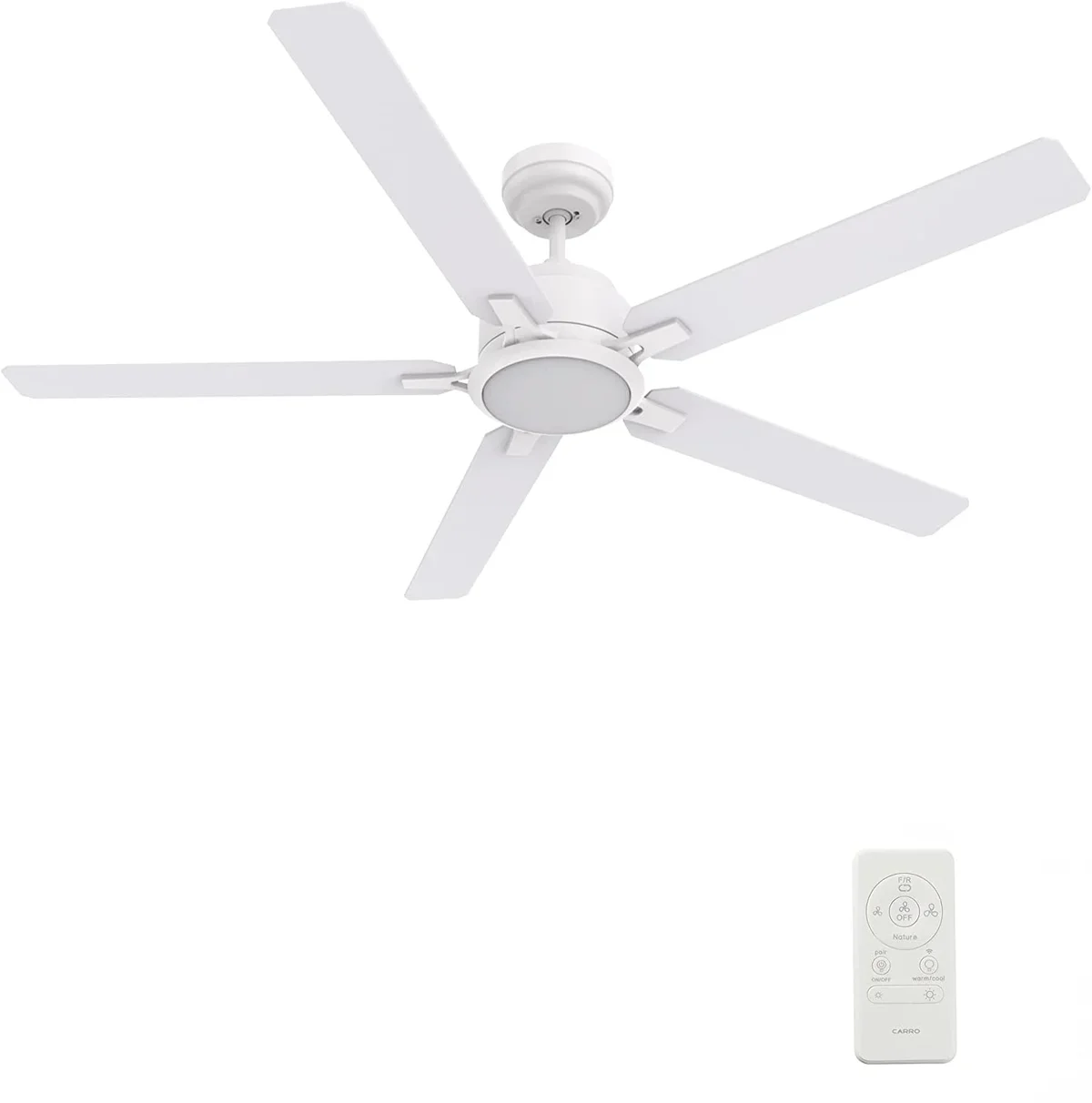 Smaair 60" White DC Indoor Ceiling Fan with Dimmable LED Light Kit and Remote Reverse Airflow 5-Blades 4159