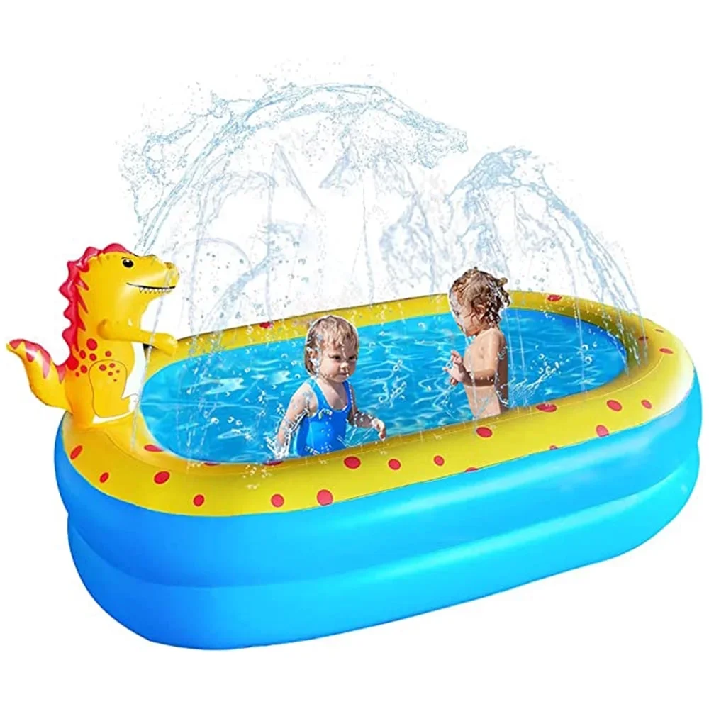 Swfoer Inflatable Dinosaur Pool for Kids kid pool Kiddie Pool 67"x 41"x 32"H Indoor&Outdoor Kids Swimming for Ages 2+ Blue 4205