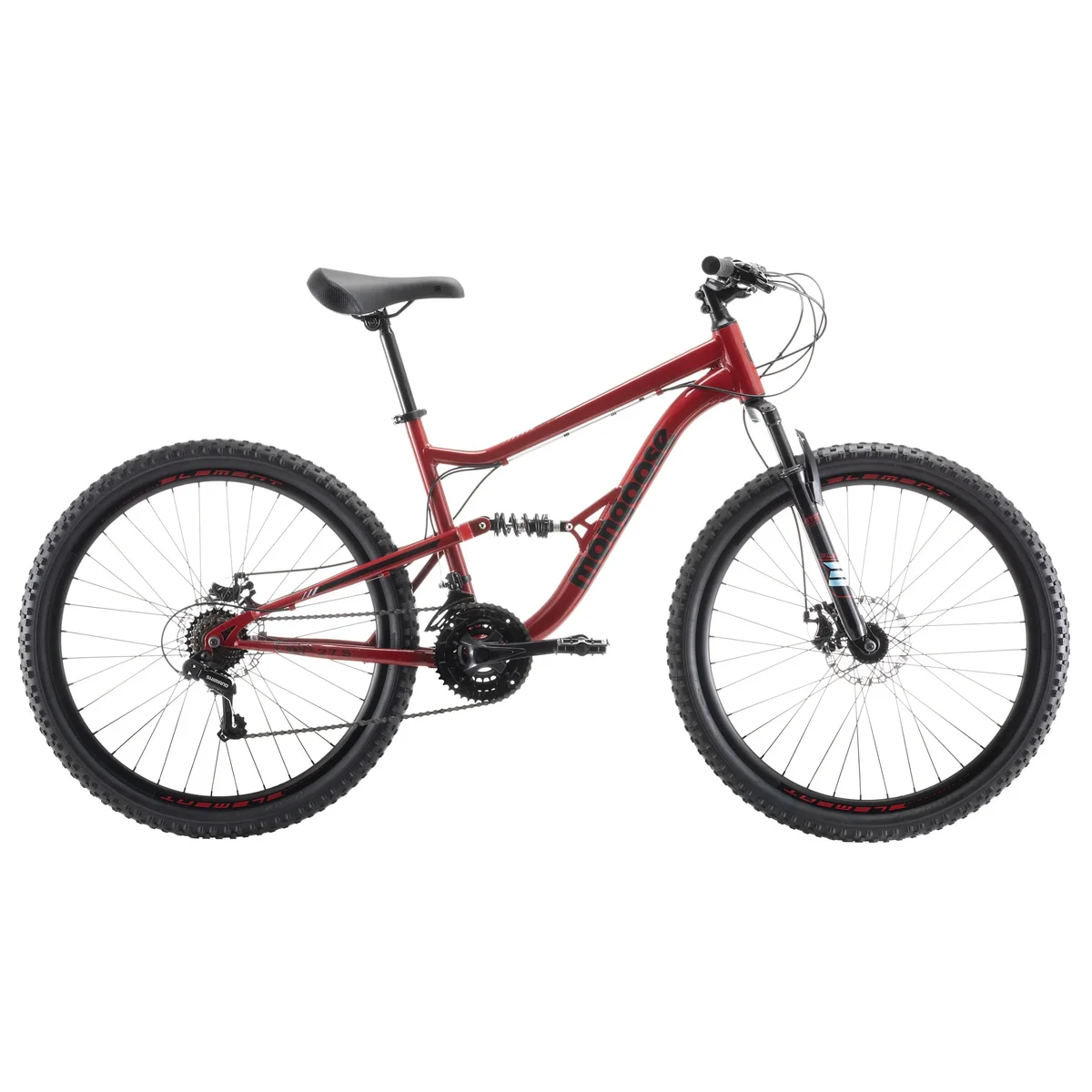 Mongoose Status Dual Suspension Mountain Bike, 27.5-Inch Wheels, 21 Speeds, Red 2317
