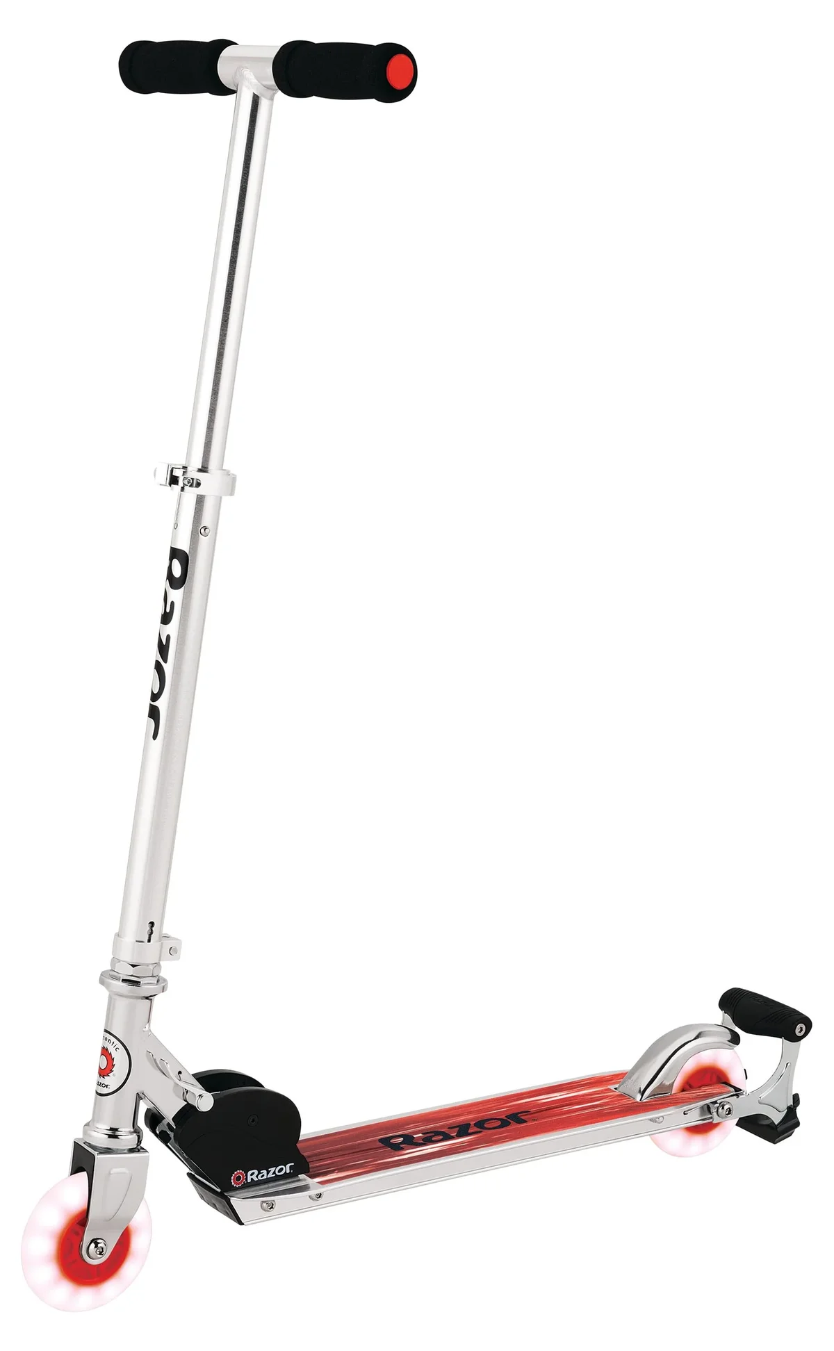 Razor Spark Ultra Folding Kick Scooter - Red, LED Light-up Wheels, Spark Bar, for Child Ages 8+ 0726