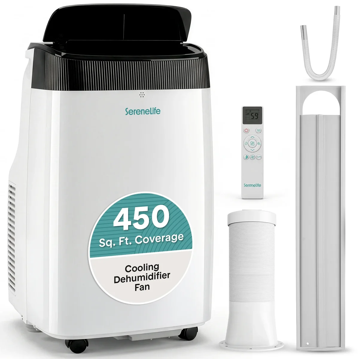 SereneLife SLPAC10 - Portable Air Conditioner - Compact Home A/C Cooling Unit with Built-in Dehumidifier & Fan Modes, Includes Window Mount Kit ( 3725