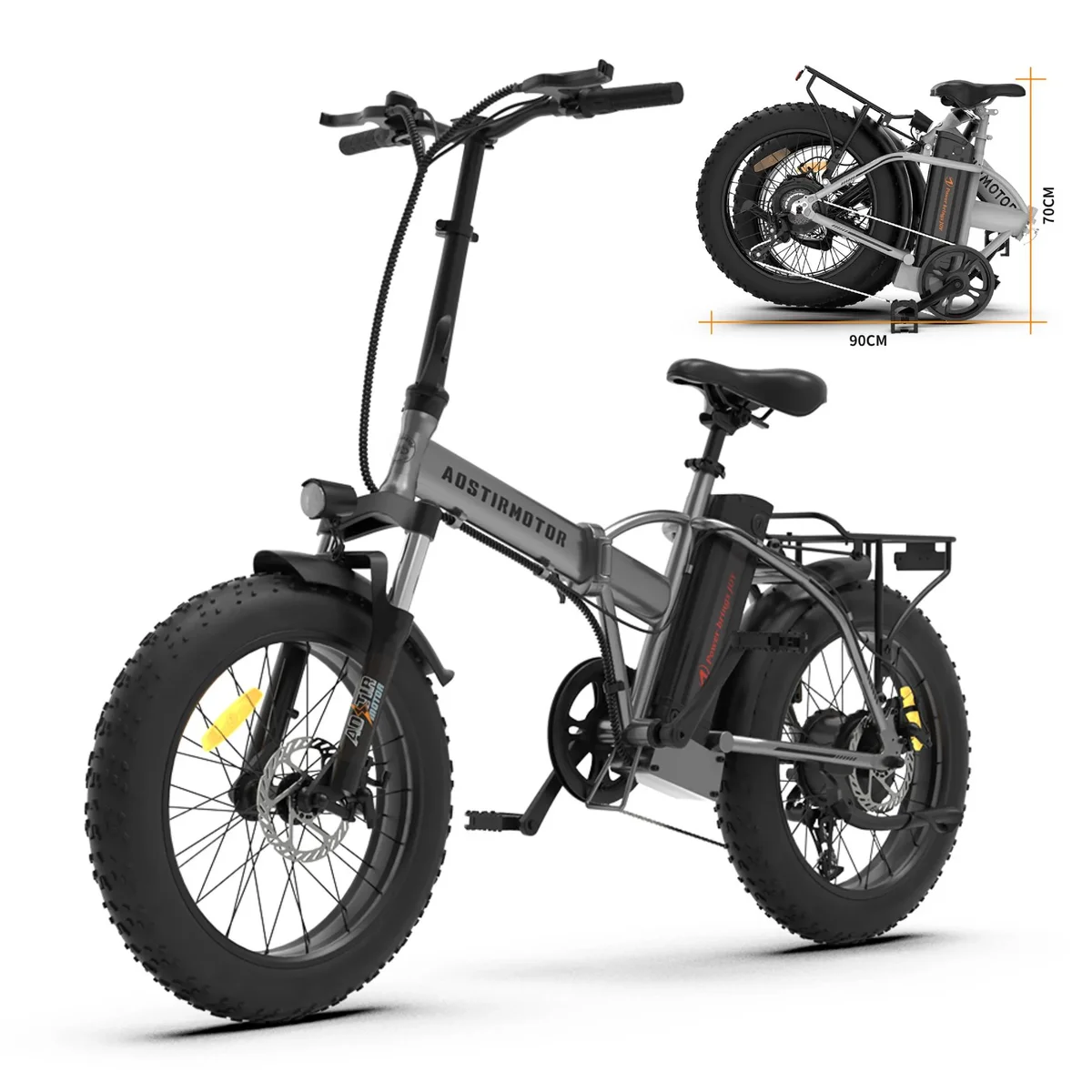 Aostirmotor Folding Electric Bike 20 inch Fat Tire , with 750W Motor, 48V 12.5AH Removable Lithium Battery,Ebikes for Adults UL2849 9785