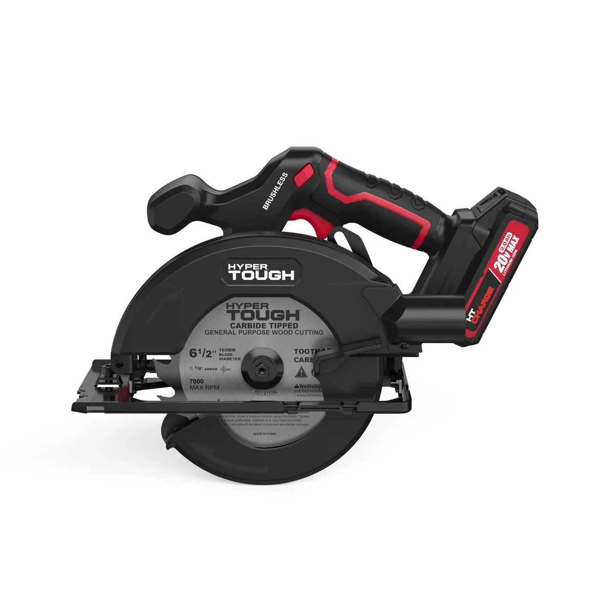 Hyper Tough 20V 6.5in. Brushless Circular Saw, with 2.0Ah Lithium-Ion Battery Pack and Standard Charger, Model Number 41007.2 8678