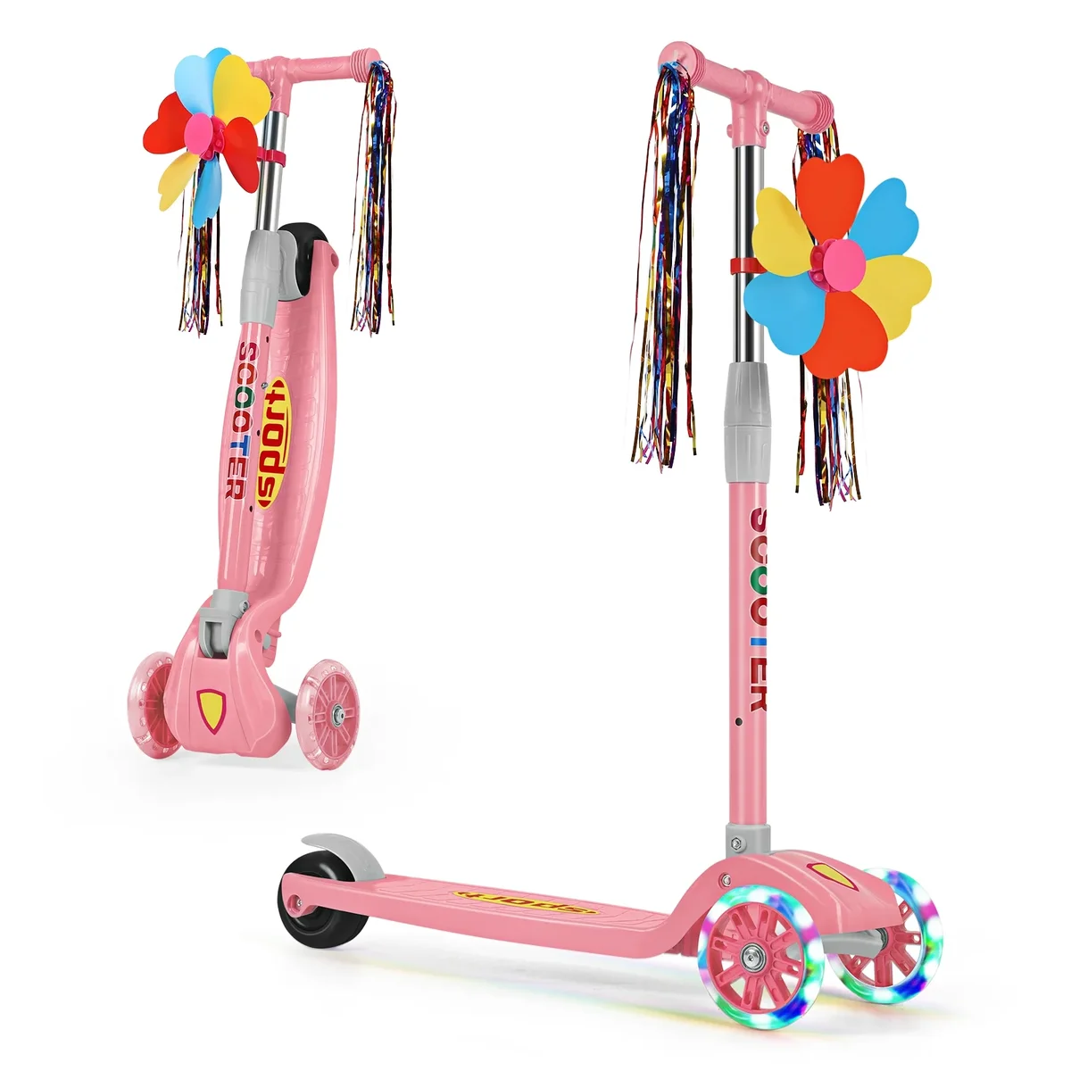BTY KA 2-in-1 Adjustable Kick Scooter for Kids 3-5 (Suitable for Ages 3-12) – 3-Level Handlebar, LED Light-Up Wheels, Wide Deck & Foldable Design, Ind 3654