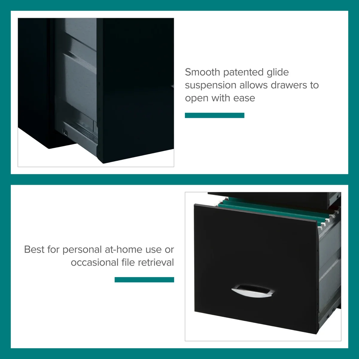 Space Solutions 3 Drawer Letter Width Vertical File Cabinet with Pencil Drawer, Black 9683