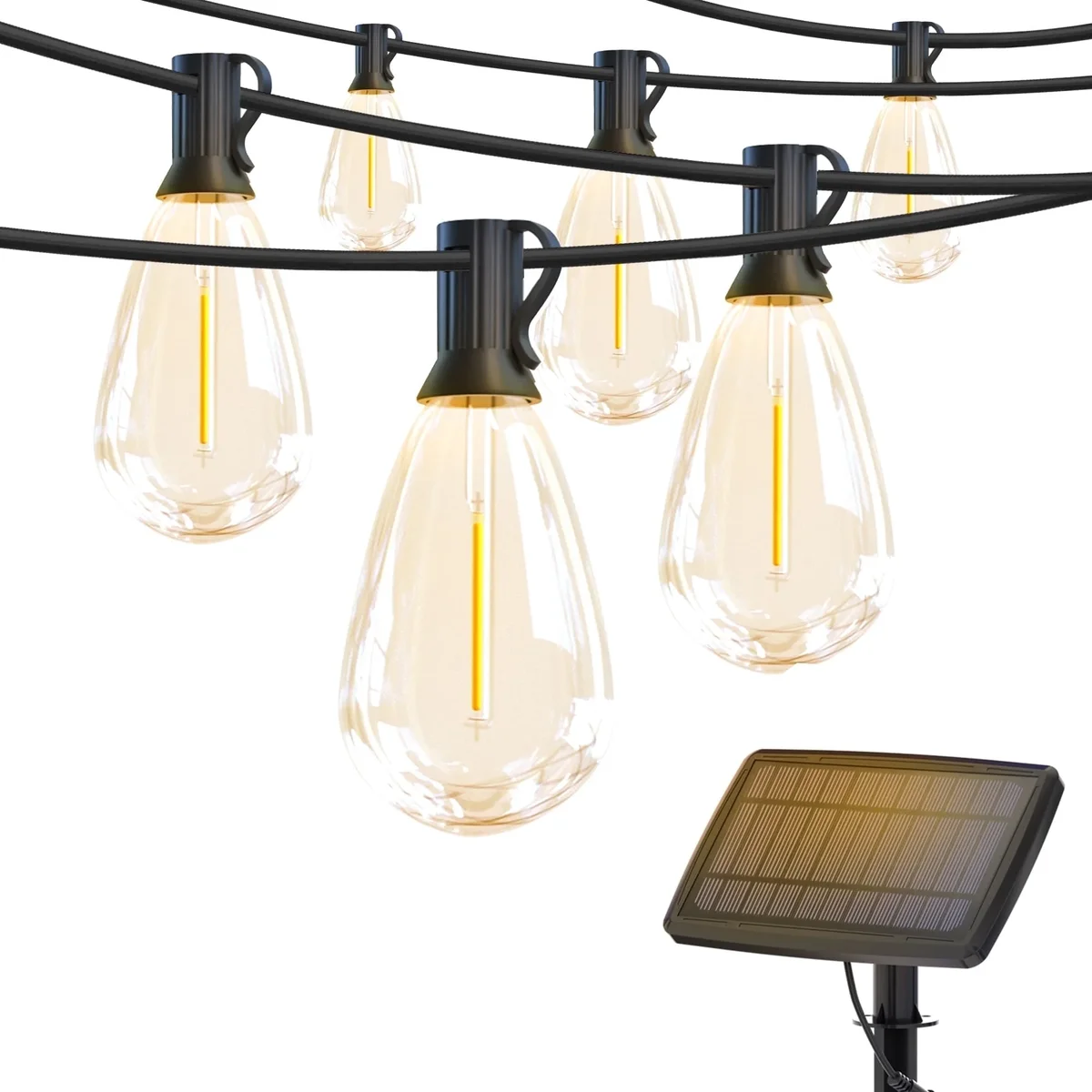DAYBETTER Solar Outdoor String Lights, 100ft S14 LED Patio Lights with 24 Bulbs, Waterproof String Lights for Backyard 0260