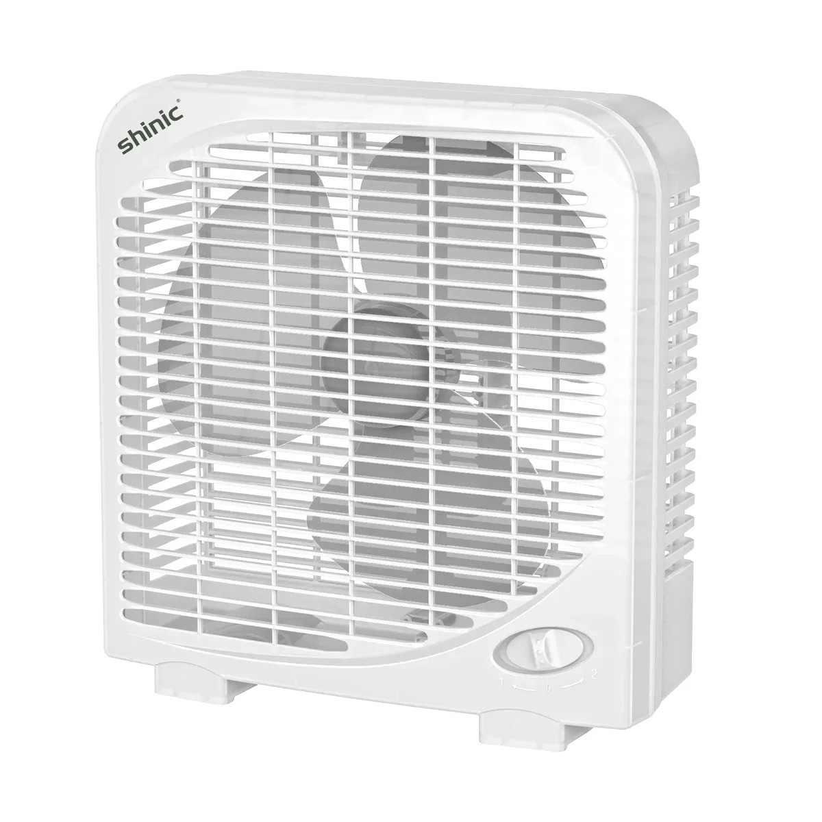 Shinic 9'' Tabletop Box Fan, Window Box Fan with Strong Airflow for Bedroom, Kitchen, Bathroom, Office, Dorm & Workshop, White 2670