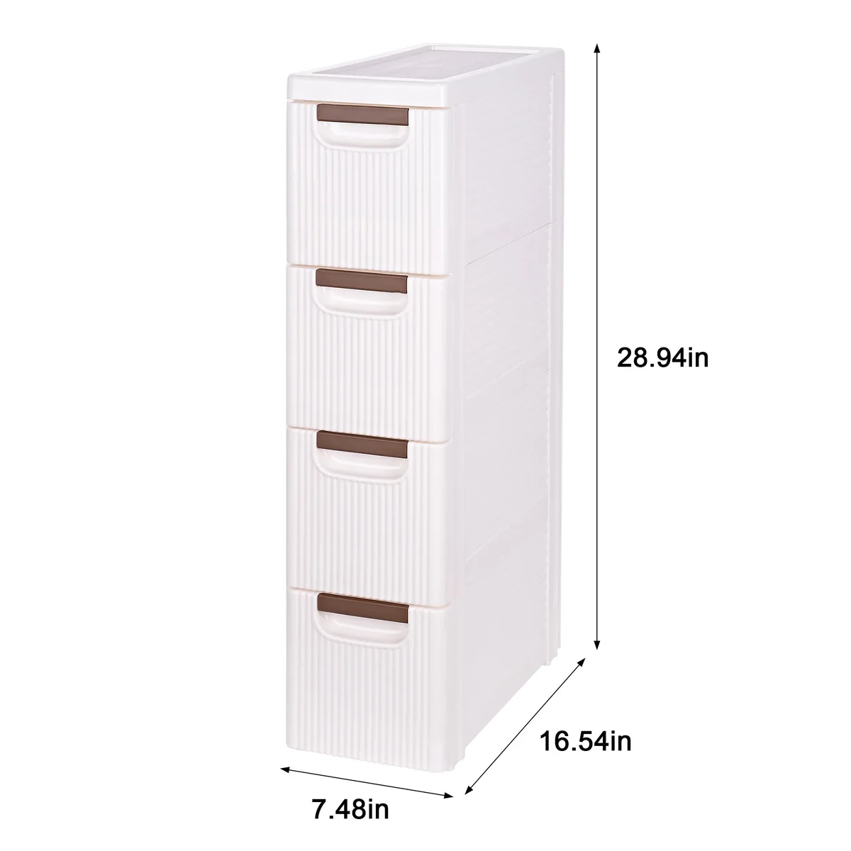 VECELO 4 Drawers Moveable Small Bathroom Stackable Storage Cabinet Floor Side Cabinet, Freestanding Plastic Narrow Lim Corner Slide Out Drawer St 1809
