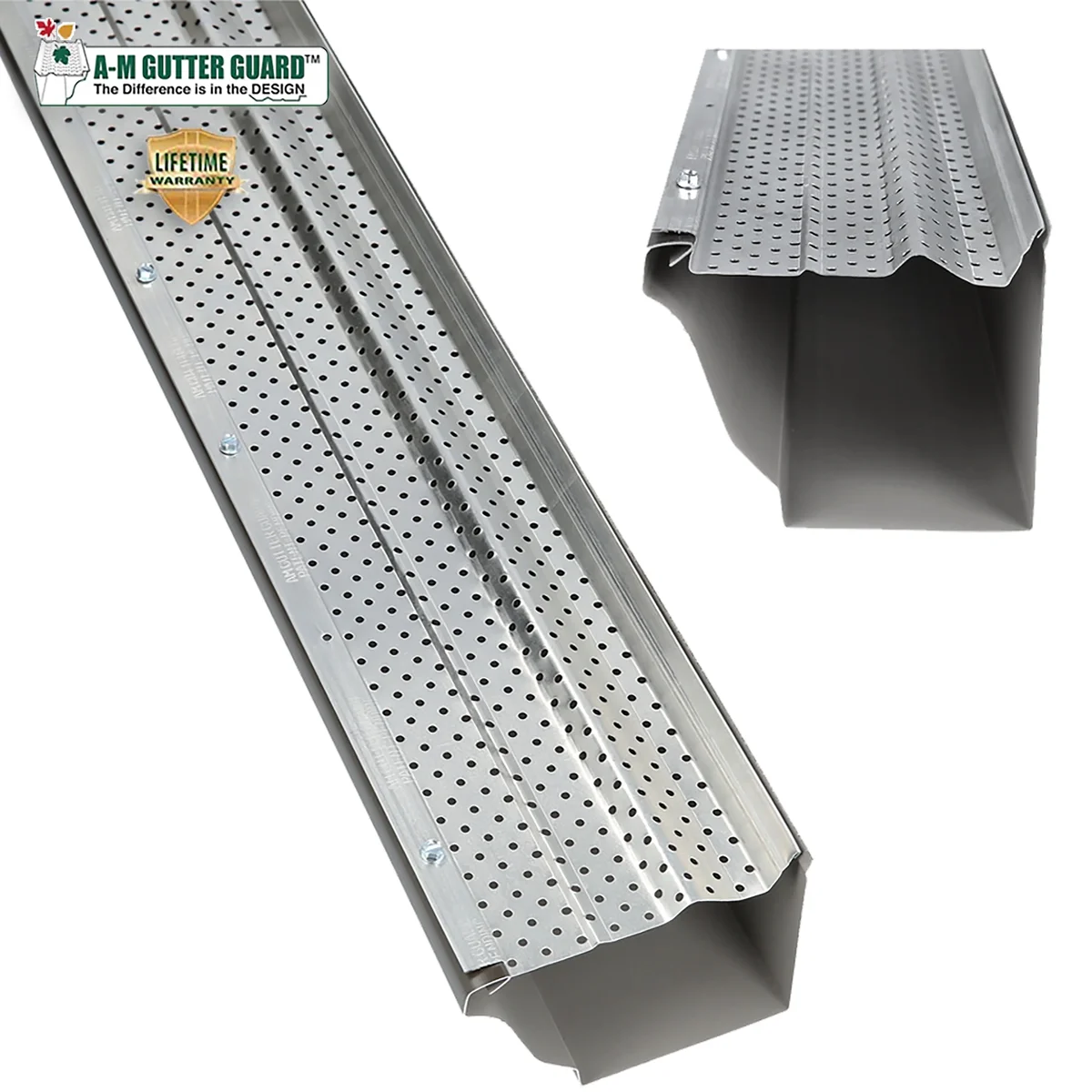 A-M Gutter Guard - 5" (11.5 Feet, Mill Finish) Heavy-Duty Aluminum Gutter Guard - Leaf & Debris Protection for 5-inch and 6-inch Gutters, DIY-Eas 9950