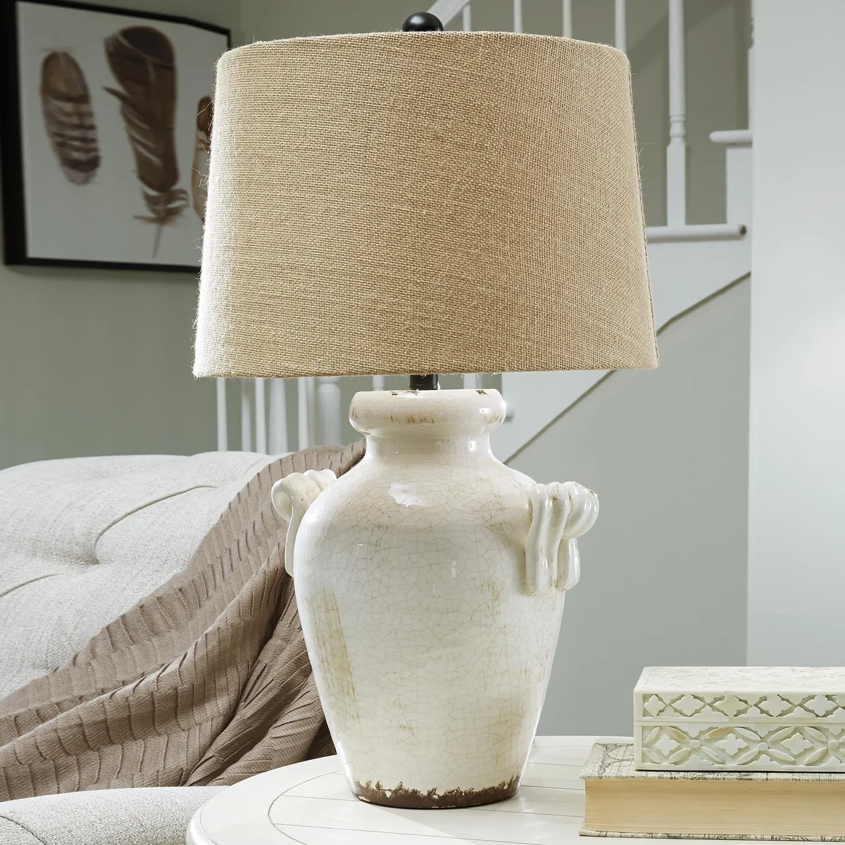 Signature Design by Ashley Casual Emelda Table Lamp  Cream 9286