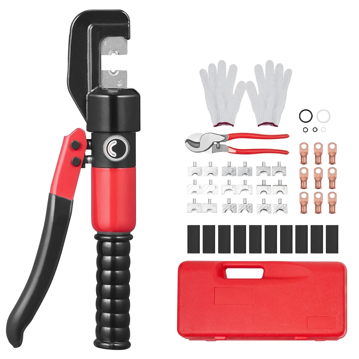 KFFKFF Crimping Tool - Battery-Powered Lug Hydraulic Crimper for AWG12-2/0 Terminals with Pliers 4794