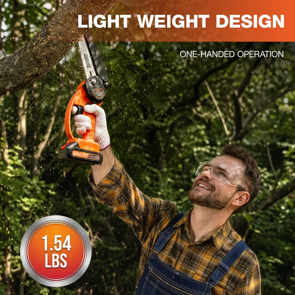 NEXPOW 6" Mini Chainsaw with 2 Batteries and 2 Chains, 24V Battery Powered Cordless Handheld Electric Chainsaw for Wood Cutting Tree Trimming, Po 5483