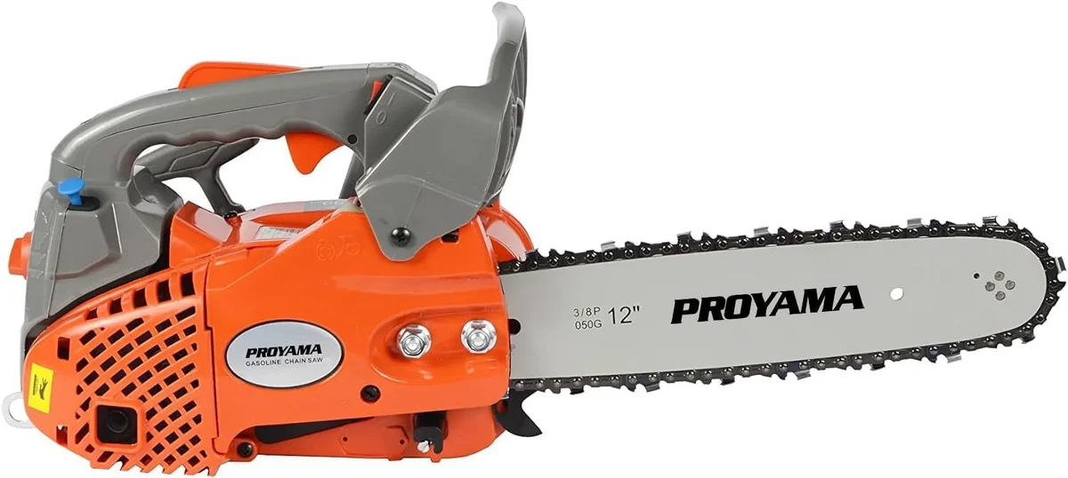 PROYAMA 26CC 2-Cycle Top Handle Gas Powered Chainsaw 12 Inch Petrol Handheld Cordless Chain Saw for Tree Wood Cutting 3955