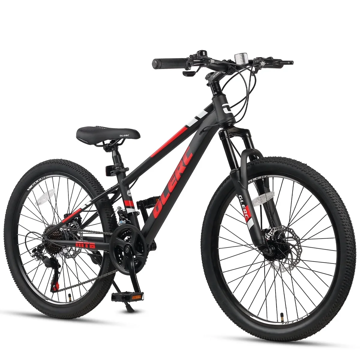 Glerc Skyline 24 Inch Kids Mountain Bike for Boys Girls 10 11 12 13 14 Years Old, 21-Speed Kid Bicycle with Front Suspension & Dual Disc Brakes & 5243