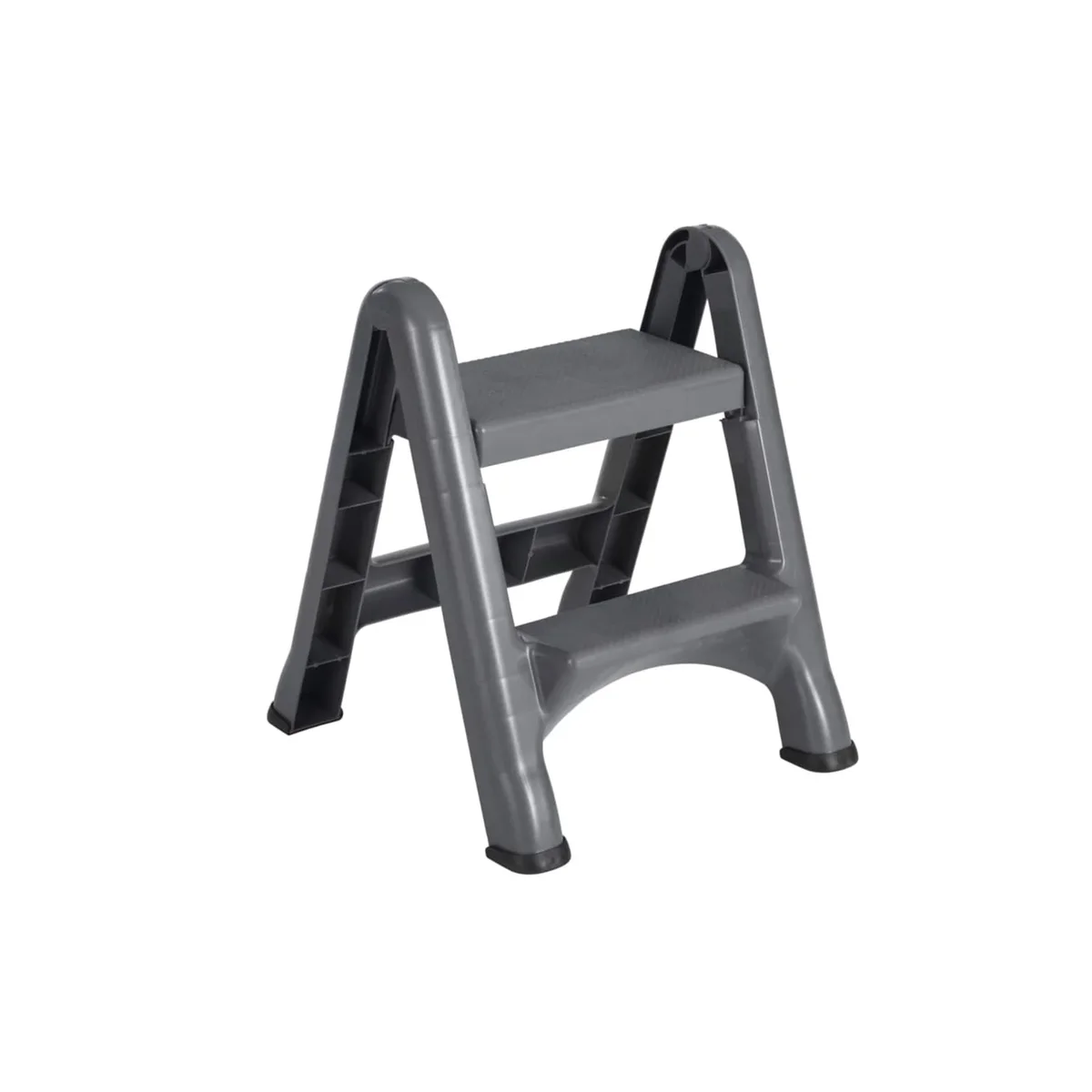 Rubbermaid 2 Step Slip Resistant Folding Plastic Stepstool with Foot Pads, Grey 9055