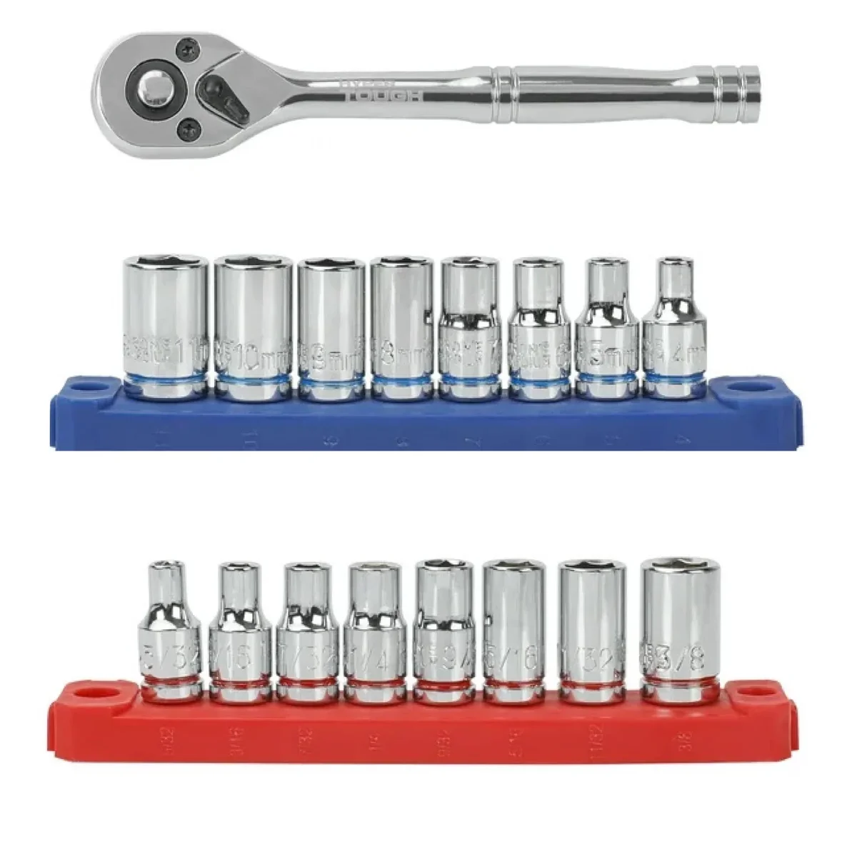 Hyper Tough 19-Piece 1/4-inch Drive Ratchet and Socket Set (SAE and mm) 5277