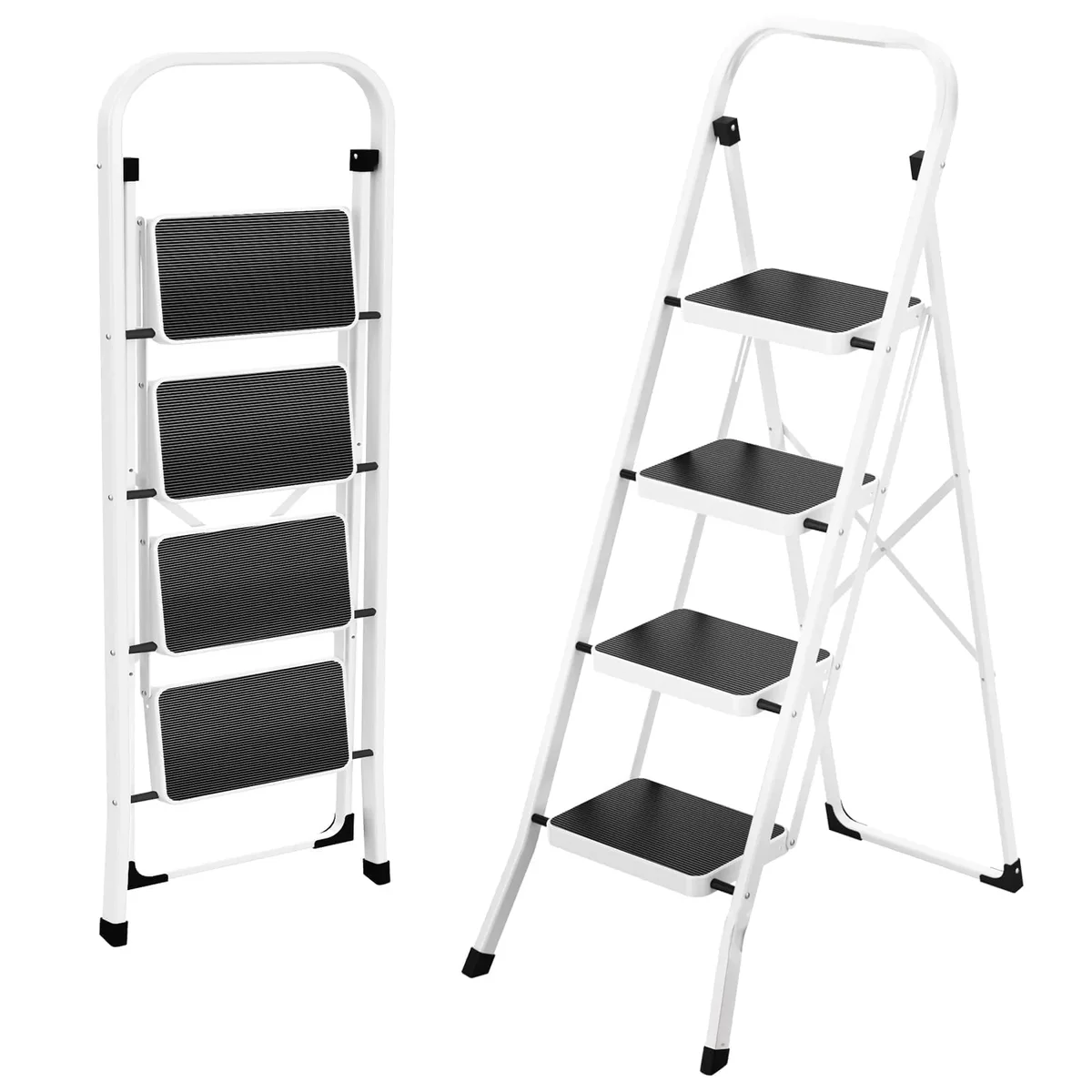 HBTower 4 Step Folding Ladder, Lightweight Portable Stepladder with Anti-Slip Pedal, Ladders with Convenient Handrails,330 lbs Capacity Step Stoo 5503