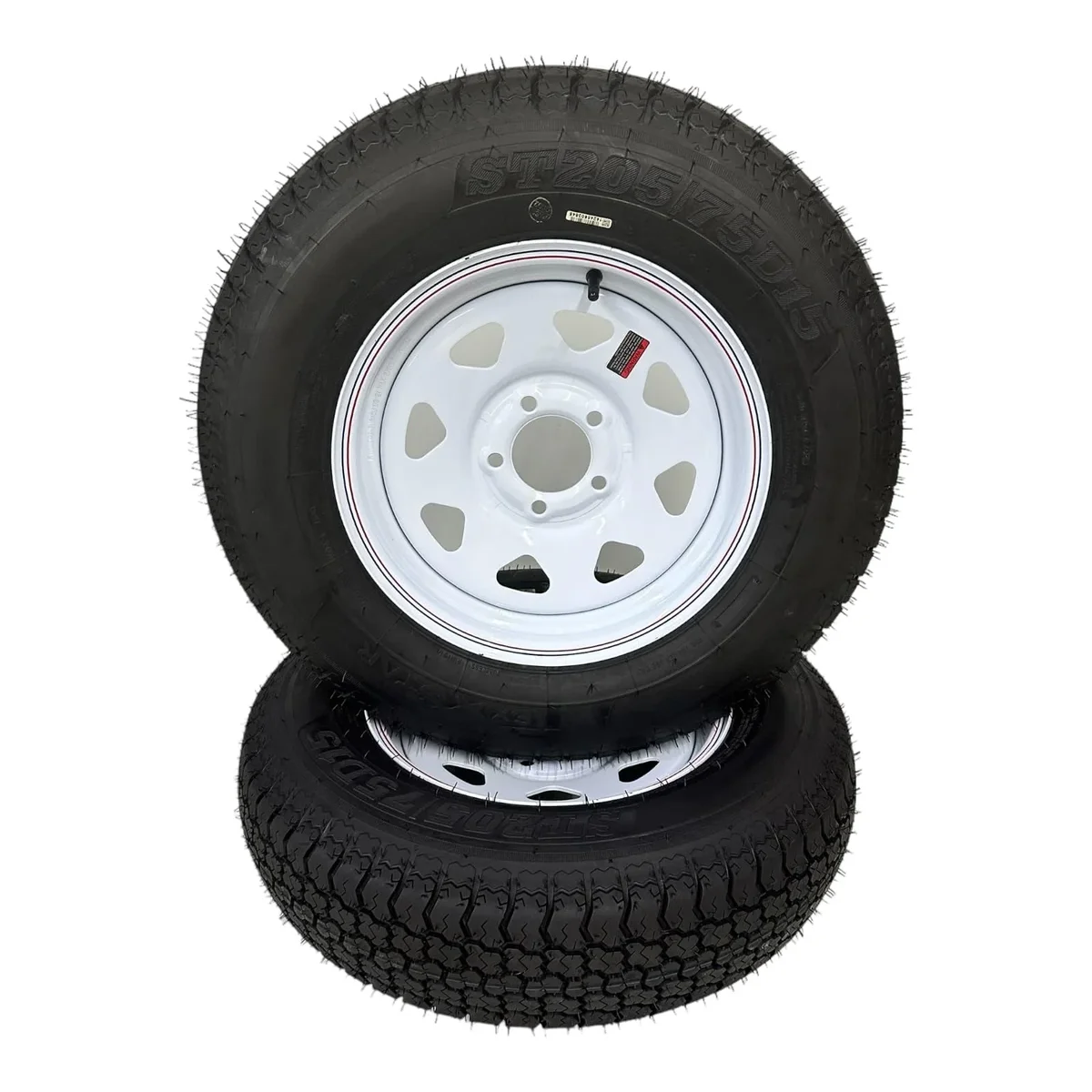 Tex Star 2-Pack Trailer Tire on Rim ST205/75D15 Tex Star LRC 6 Ply Bias 5 Lug White Spoke Wheel 5X4.5" Bolt Pattern 4968
