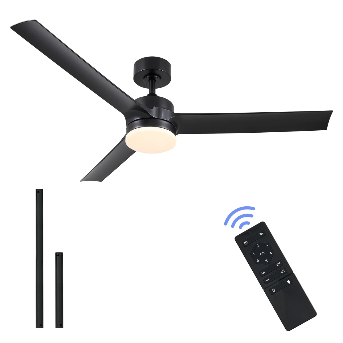 Everdaily Essentials 52in Black Modern LED Ceiling Fan with Remote Control 2767