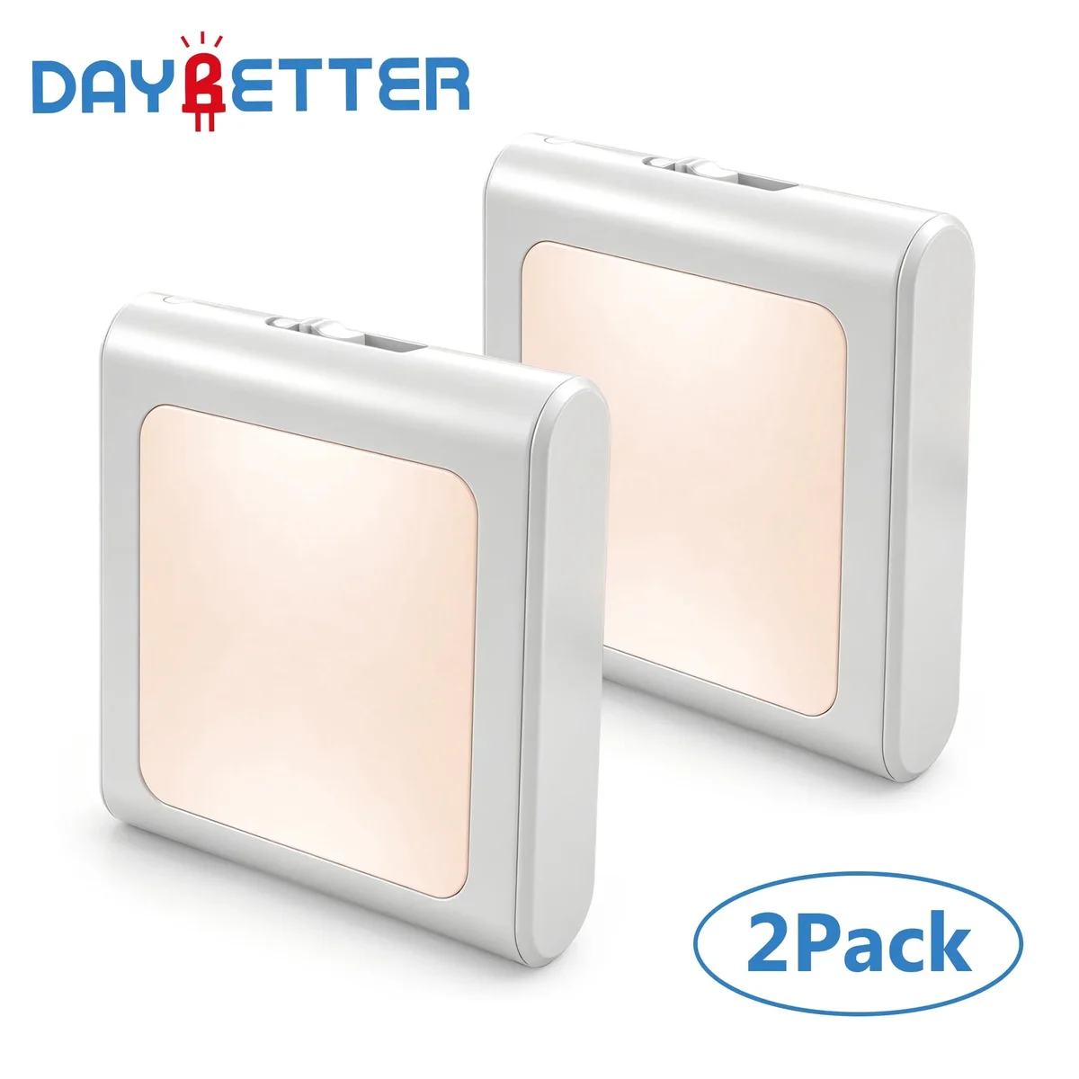DAYBETTER LED Night Lights Plug into Wall 2 Pack, 0.5W Plug in Night Light with Auto Dusk to Dawn Sensor, Soft Warm White Nightlights for Bedroom 1403