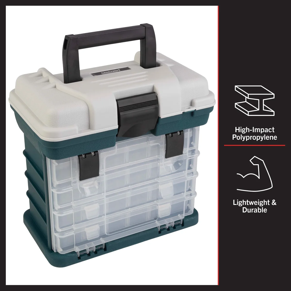 Wakeman Stalwart Lightweight Portability Tool Boxes and Organizers, Polypropylene Gray 6345
