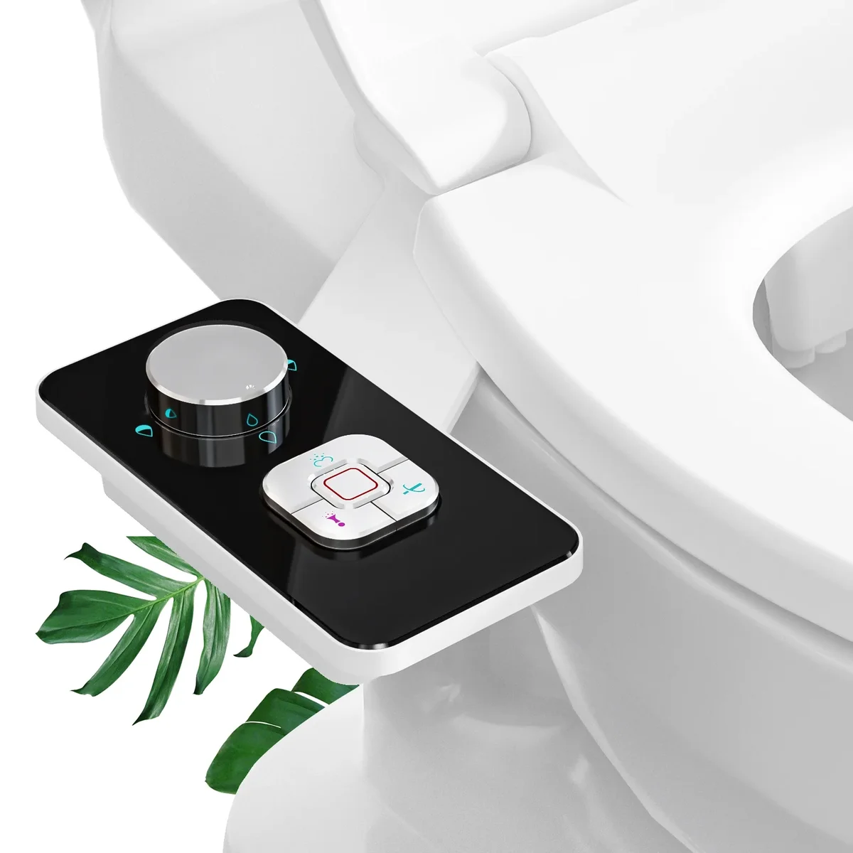 SAMODRA Non-Electric Bidet Toilet Seat Attachment with Pressure Controls, Self-Cleaning Dual Nozzles - Black 9363
