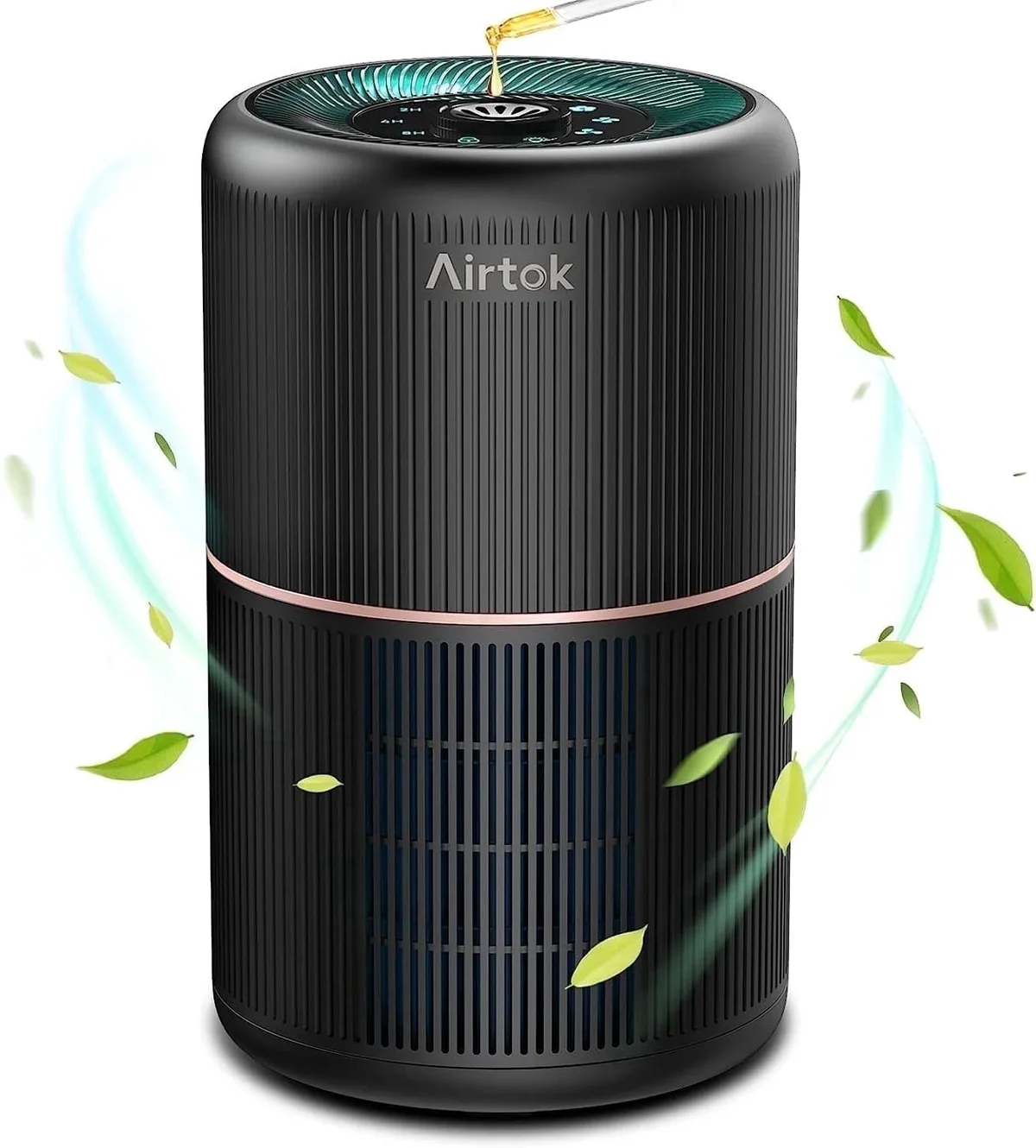 AIRTOK Air Purifiers for Bedrooms, 534 Sq.ft, HEPA 13 Air Cleaner for Smoke, Mold, Pet Hair, Dust, Pollen, AP0601 Black 6628