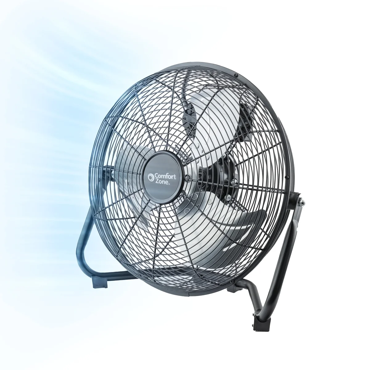 Comfort Zone 12 in. Floor or Desk Fan, All Metal, 3 Speeds, Tilt 8216