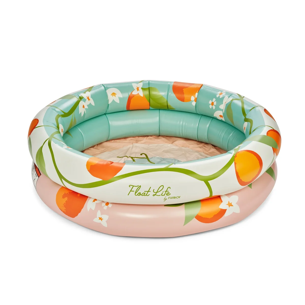 Float Life by Funboy Orange Blossom Inflatable Round 2-Ring Pool, Above-Ground Pool, Kids Ages 6+ 8742
