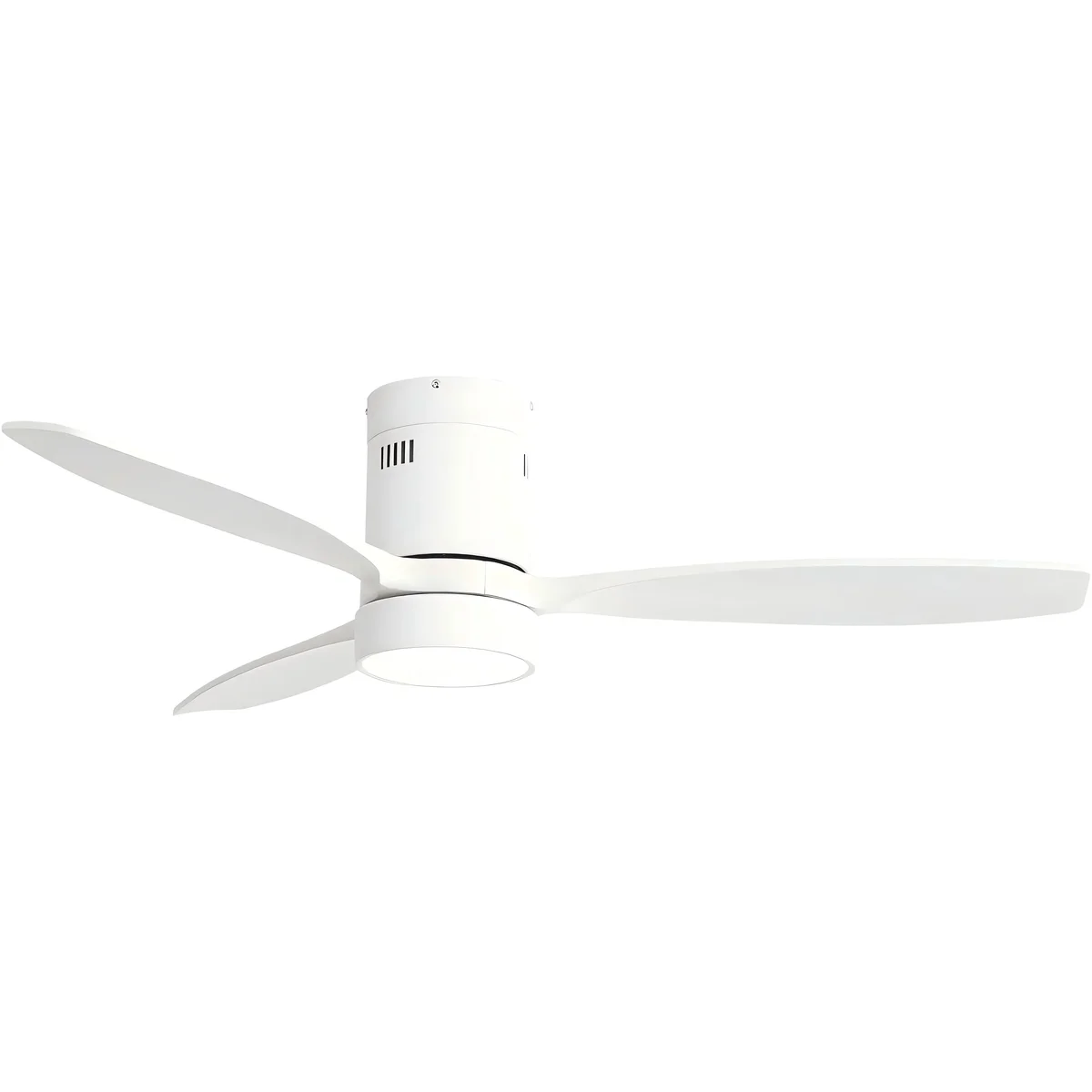 Sofucor 52 inch Wood Low Profile White Ceiling Fans with Lights and Remote, Modern Flush Mount Quiet Ceiling Fan for Bedroom, Reversible DC Moto 3431